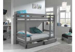 LUCEVI - Pino Stapelbed H160CM + 2 Lades - Grijs - 90x200 cm
