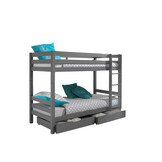 LUCEVI - Pino Stapelbed H160CM + 2 Lades - Grijs - 90x200 cm