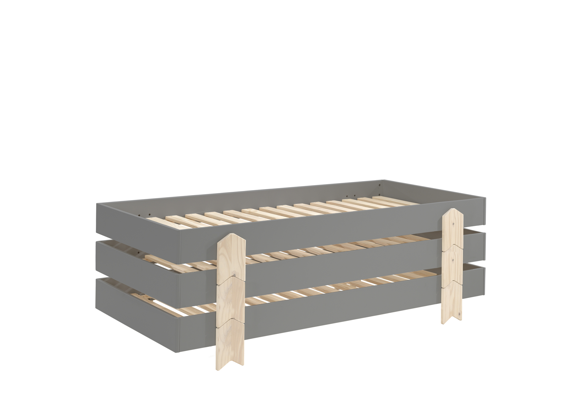 LUCEVI - Modulo Pijl Stapelbare bedden - 3 stuks - Grijs - 90x200 cm