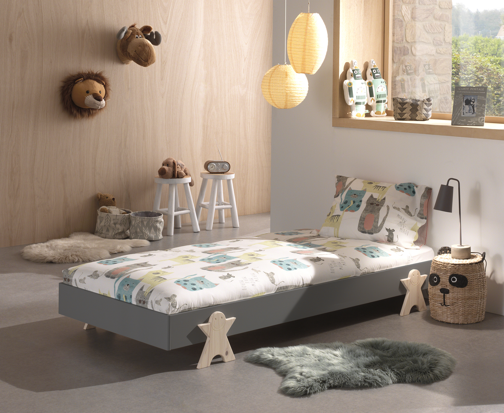 LUCEVI - Modulo Smiley Bed 90x200cm - Grijs