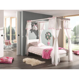 LUCEVI - Pino hemelbed wit + Amori bedlinnen roze - 90x200 cm