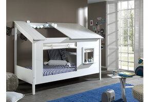 LUCEVI - Housebed 26 Huisbed + Set van Gordijntjes - Wit - 90x200 cm