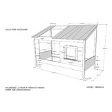 LUCEVI - Housebed 26 Huisbed + Set van Gordijntjes - Wit - 90x200 cm