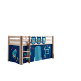 LUCEVI - Pino Halfhoogslaper + Ladder + Astro Gordijntjes + 3 Zakjes - Bruin - 90x200 cm