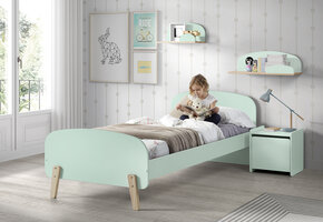 LUCEVI - Kiddy bed + Nachtkastje + Hangplankjes - Mint Green - 90x200 cm