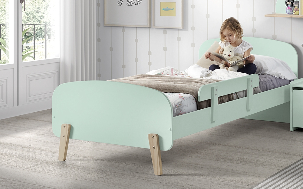 LUCEVI - Kiddy bed + Uitvalbeveiliging - Mint Green - 90x200 cm