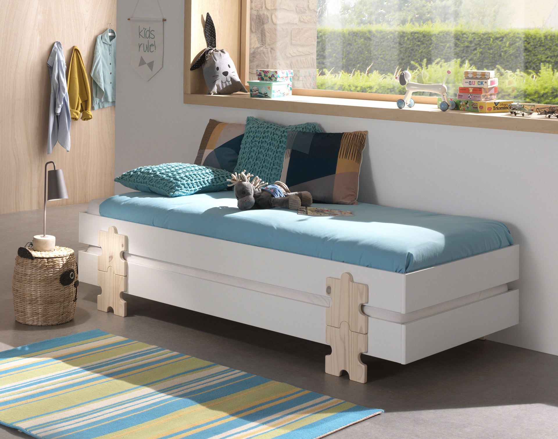 LUCEVI - Modulo Puzzle Stapelbare bedden - 3 stuks - Wit - 90x200 cm