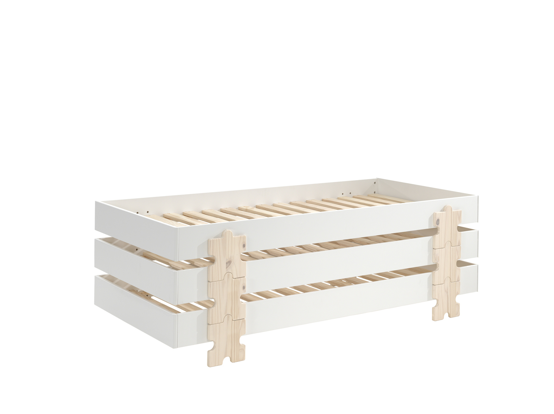 LUCEVI - Modulo Puzzle Stapelbare bedden - 3 stuks - Wit - 90x200 cm