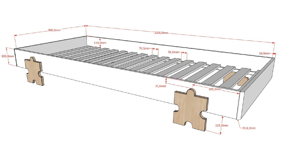LUCEVI - Modulo Puzzle Stapelbare bedden - 3 stuks - Wit - 90x200 cm