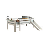 LUCEVI - Pino Halfhoogslaper H85CM + Ladder + Glijbaan + Hangplank - Wit - 90x200 cm