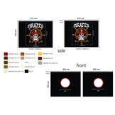 LUCEVI - Pino Halfhoogslaper H115CM + Ladder + Pirates Gordijntjes - Grijs - 90x200 cm