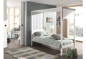 LUCEVI - Pino hemelbed wit + Pino bedlinnen groen - 90x200 cm