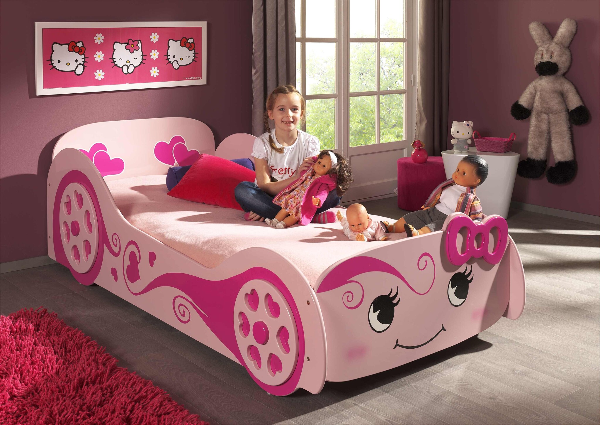 LUCEVI - Carbeds Love Bed + Matras - Roze - 90x200 cm