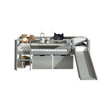 LUCEVI - Pino Halfhoogslaper H85CM + Glijbaan + Ladder + Set van 2 Laden + Hangplank - Grijs - 90x200 cm