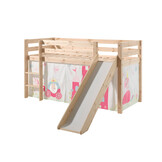 LUCEVI - Pino Halfhoogslaper + Ladder + Glijbaan + Princess Gordijntjes - Bruin - 90x200 cm