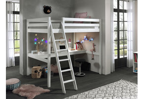 LUCEVI - Pino Mezzanine bed + Ladder + Bureau - Wit - 140x200 cm