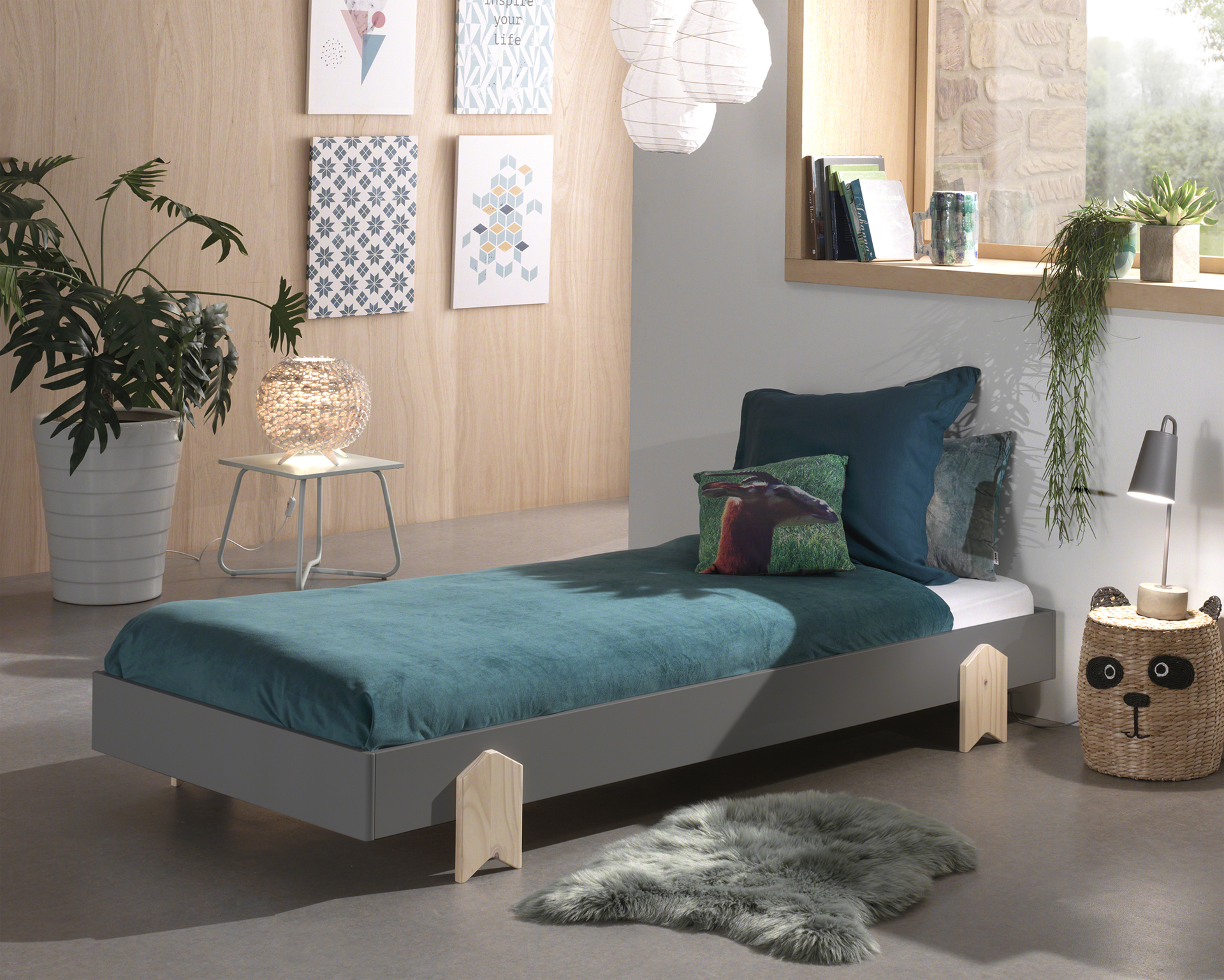 LUCEVI - Modulo Arrow Bed 90x200cm - Grijs