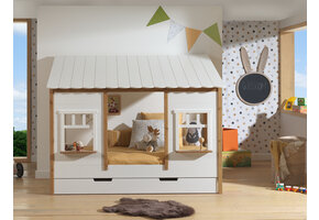 LUCEVI - Housebed 05 Huisbed + Rolbed - Wit - 90x200 cm