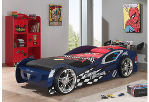 LUCEVI - Carbeds Grand Turismo bed + Lattenbodem + Racer Kast - Blauw/Rood - 70x140 cm
