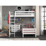 LUCEVI - Pino Mezzanine bed 140x200 cm + Ladder + Bed 90x200 cm - Wit