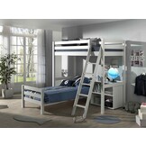 LUCEVI - Pino Mezzanine bed + Ladder + Boekenkast + Bed - Wit - 90x200 cm