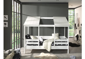 LUCEVI - Housebed 09 Huisbed + Lattenbodem - Wit - 90x200 cm