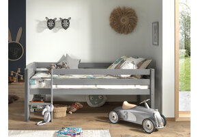 LUCEVI - Pino Halfhoogslaper met Ladder 90x200cm - Grijs - H85CM