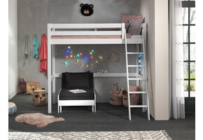 LUCEVI - Pino Mezzanine Bed + Ladder + Slaapfauteuil - Wit - 90x200 cm