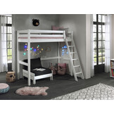 LUCEVI - Pino Mezzanine Bed + Ladder + Slaapfauteuil - Wit - 90x200 cm