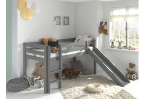 LUCEVI - Pino Halfhoogslaper met Glijbaan 90x200cm - Grijs - H115CM