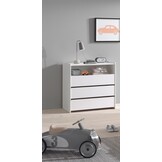 LUCEVI - Kiddy bed + Commode 3 Laden + Nachtkastje - Wit - 90x200 cm