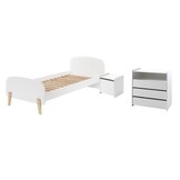 LUCEVI - Kiddy bed + Commode 3 Laden + Nachtkastje - Wit - 90x200 cm