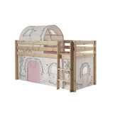 LUCEVI - Pino Halfhoogslaper + Ladder + Birdy Gordijntjes + Birdy Tunnel - Bruin - 90x200 cm