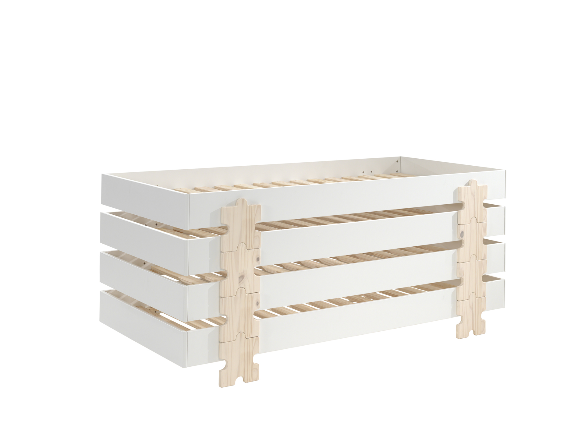 LUCEVI - Modulo Puzzle Stapelbare bedden - 4 stuks - Wit - 90x200 cm