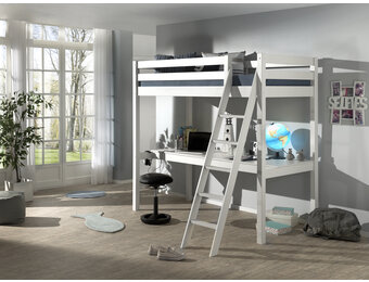 LUCEVI - Pino Mezzanine bed + Ladder + Bureau - Wit - 90x200 cm