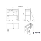 LUCEVI - Pino Mezzanine bed + Ladder + Bureau - Wit - 90x200 cm