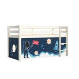 LUCEVI - Pino Halfhoogslaper H115CM + Ladder + Space Shuttle Gordijntjes - Wit - 90x200 cm
