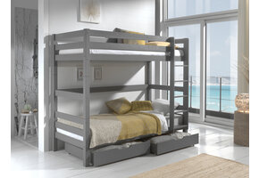 LUCEVI - Pino Stapelbed H180CM + 2 Lades - Grijs - 90x200 cm