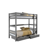 LUCEVI - Pino Stapelbed H180CM + 2 Lades - Grijs - 90x200 cm