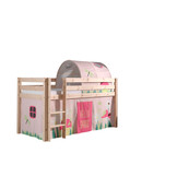 LUCEVI - Pino Halfhoogslaper + Ladder + Spring Gordijntjes + Spring Tunnel - Bruin - 90x200 cm