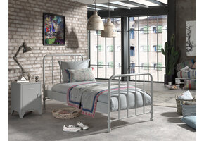 LUCEVI - Bronxx bed + Nachtkastje - Rainy Grey - 90x200 cm