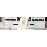 LUCEVI - Housebed 26 Huisbed + Set van Gordijntjes + Rolbed - Wit - 90x200 cm