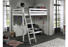 LUCEVI - Pino Mezzanine bed 1400x200 cm + Commode 2 deuren + Slaapfauteuil 90x200 cm - Wit
