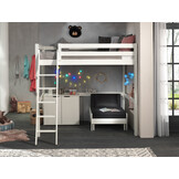 LUCEVI - Pino Mezzanine bed 1400x200 cm + Commode 2 deuren + Slaapfauteuil 90x200 cm - Wit