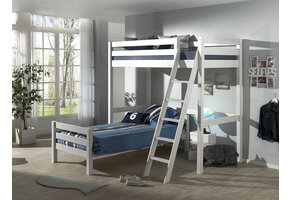 LUCEVI - Pino Mezzanine bed + Ladder + Bed - Wit - 90x200 cm
