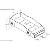 LUCEVI - Carbeds Peuter Police bed + Matras - Blauw - 70x140 cm