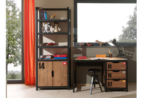 LUCEVI - Alex Boekenkast (200x80) + Bureau (130x60) - Bruin