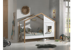 LUCEVI - Babs 91 Huisbed 90x200cm - Wit/ Bruin