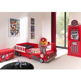 LUCEVI - Carbeds Peuter Fire Truck bed + Lattenbodem + Gas Pump Kast - Rood - 90x200cm