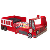LUCEVI - Carbeds Peuter Fire Truck bed + Lattenbodem + Gas Pump Kast - Rood - 90x200cm